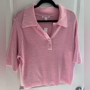 Joe Fresh relaxed collared pink short sleeve sweater - Large